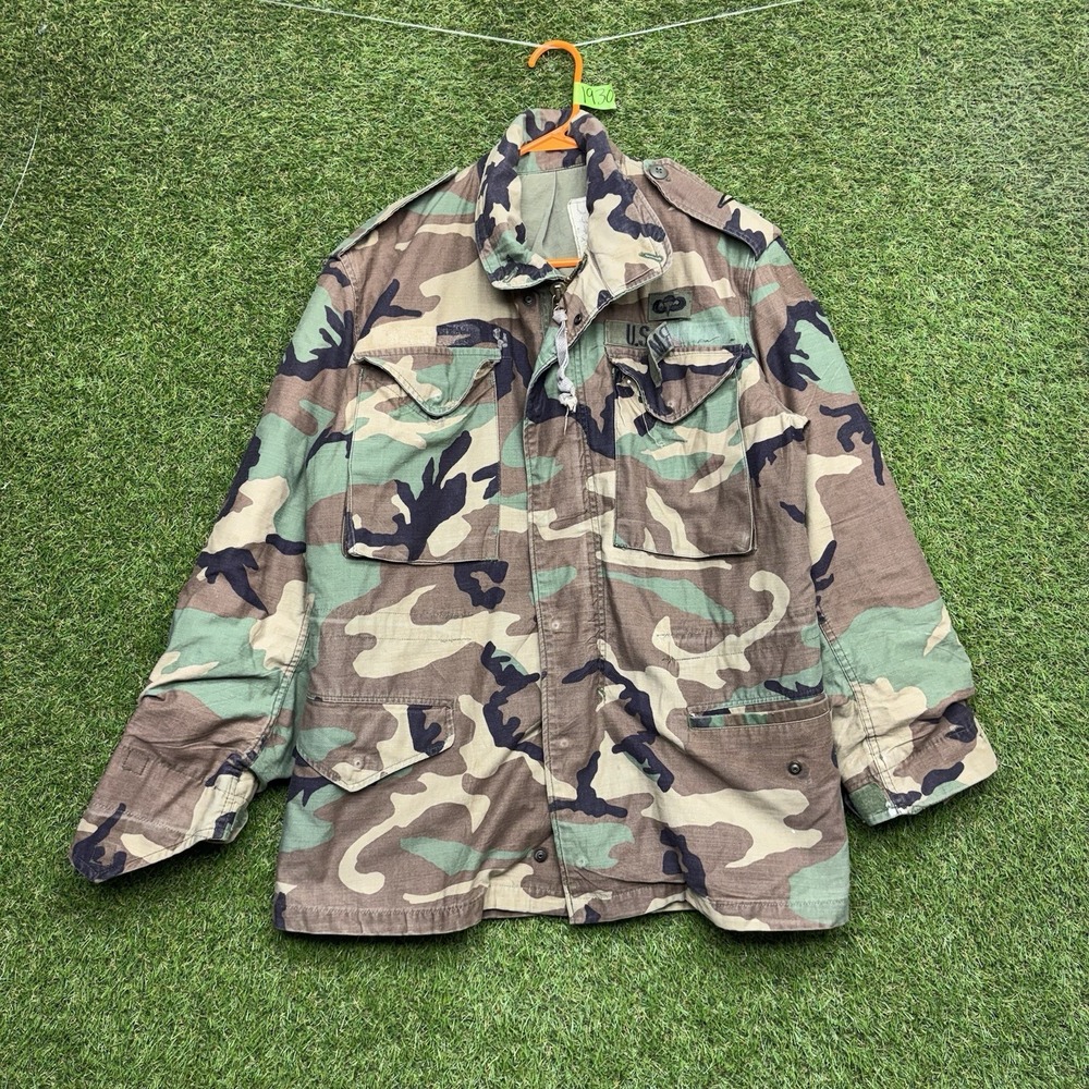 US Army Jacket Mens Small Regular M65 Woodland Camo Field Coat Cold Weather Hunt
